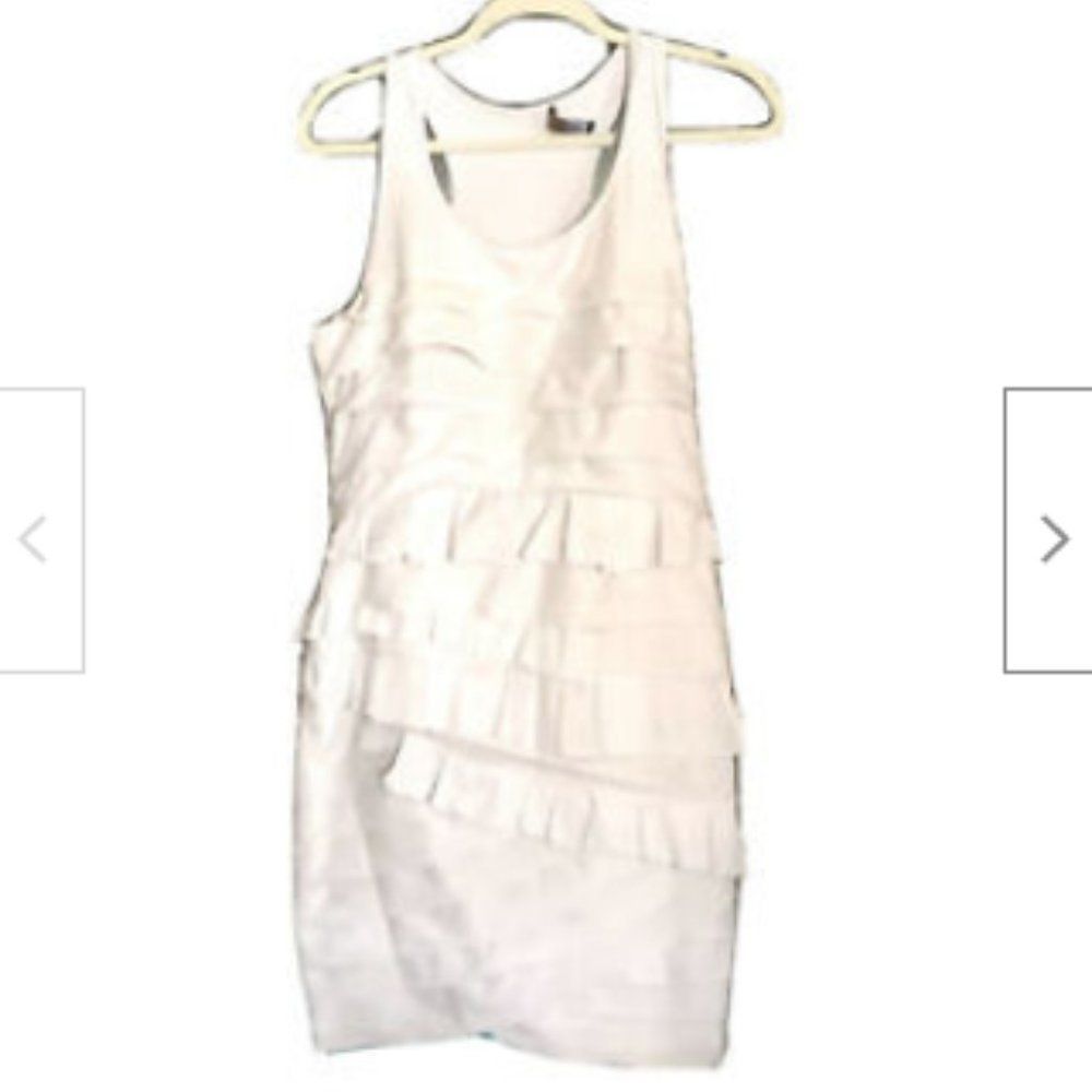 MAXAZRIA Women White Dresses Ruffle Layered Size M